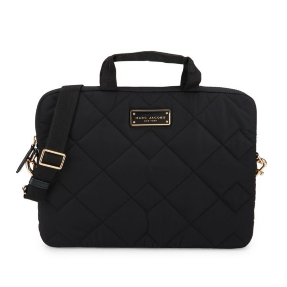 NWT Marc Jacobs Nylon Logo Quilted 13” Laptop Bag Black
